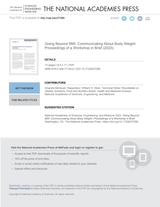 Imagen de portada: Going Beyond BMI 9780309711449