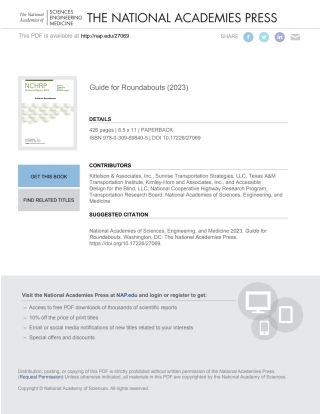 Cover image: Guide for Roundabouts 9780309698405