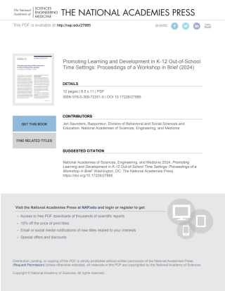 Imagen de portada: Promoting Learning and Development in K-12 Out-of-School Time Settings 9780309723510