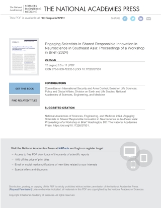 Imagen de portada: Engaging Scientists in Shared Responsible Innovation in Neuroscience in Southeast Asia 9780309725323