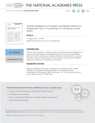 Imagen de portada: Artificial Intelligence in Education and Mental Health for a Sustainable Future 9780309727754