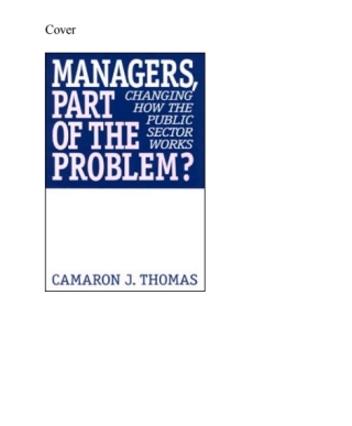 Cover image: Managers, Part of the Problem? 1st edition