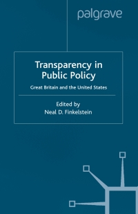 Omslagafbeelding: Transparency in Public Policy 1st edition 9780333739938