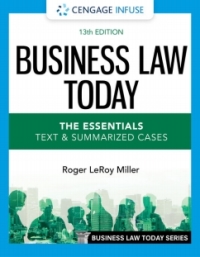 Cover image: Cengage Infuse for Miller's Business Law Today, The Essentials: Text and Summarized Cases 13th edition 9780357805107