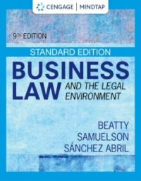 Cover image: MindTap for Beatty/Samuelson/Abril's Business Law and the Legal Environment, Standard Edition, 9th Edition [Instant Access], 2 terms 9th edition 9780357633427