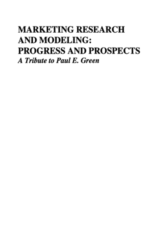 Cover image: Marketing Research and Modeling: Progress and Prospects 1st edition 9780387243085