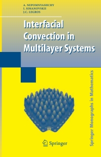 Cover image: Interfacial Convection in Multilayer Systems 9780387221946