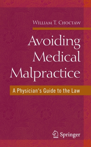 Cover image: Avoiding Medical Malpractice 9780387730639