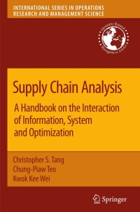 Cover image: Supply Chain Analysis 1st edition 9780387752396