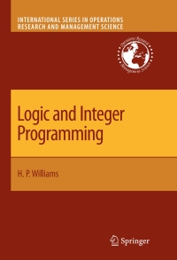 Cover image: Logic and Integer Programming 9780387922799