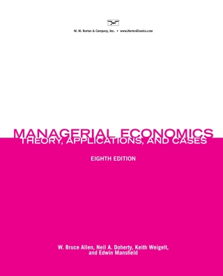 Cover image: Managerial Economics: Theory, Applications, and Cases (Eighth International Student Edition) 8th edition 9780393120059