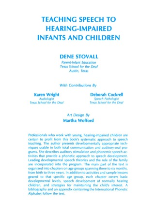 Cover image: Teaching Speech to Hearing-impaired Infants and Children: Zero to Three Years 1st edition 9780398046804