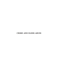 Cover image: Crime and Elder Abuse An Integrated Perspective 3rd edition 9780398086398