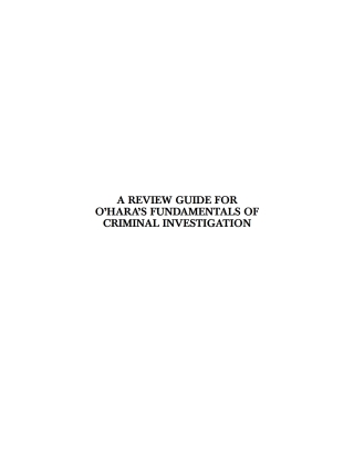 Cover image: A Review Guide for O'Hara's Fundamentals of Criminal Investigation 9th edition 9780398092597