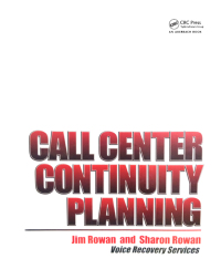 صورة الغلاف: Call Center Continuity Planning 1st edition 9780849399824