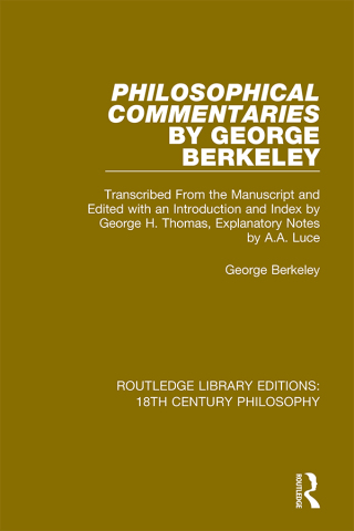Cover image: Philosophical Commentaries by George Berkeley 1st edition 9780367137977