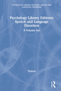 Immagine di copertina: Psychology Library Editions: Speech and Language Disorders 1st edition 9781138345539