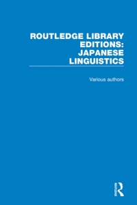 Cover image: Routledge Library Editions: Japanese Linguistics 1st edition 9781138369498