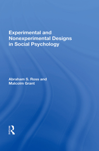 Cover image: Experimental And Nonexperimental Designs In Social Psychology 1st edition 9780367161750