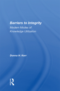 Cover image: Barriers To Integrity 1st edition 9780367162153