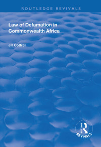 Cover image: Law of Defamation in Commonwealth Africa 1st edition 9781138323049