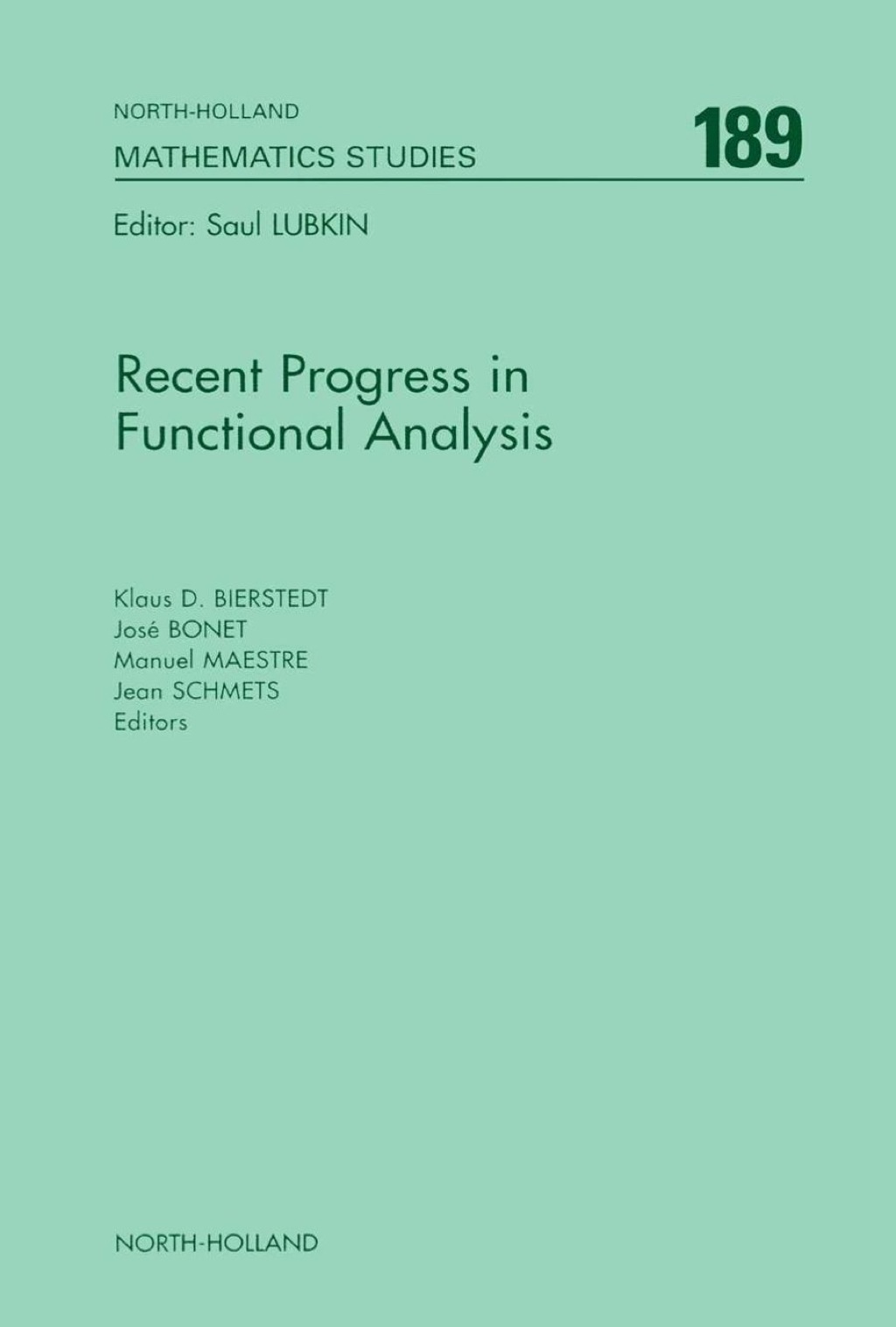 Recent Progress in Functional Analysis (eBook)