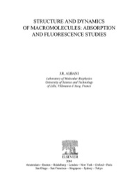 Imagen de portada: Structure and Dynamics of Macromolecules: Absorption and Fluorescence Studies: Absorption and Fluorescence Studies 9780444514493