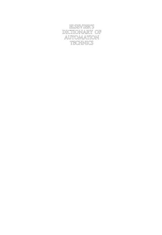 Cover image: Elsevier's  Dictionary of Automation Technics: In English, German, French and Russian 9780444515339