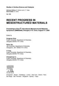Cover image: Recent Progress in Mesostructured Materials: Proceedings of the 5th International Mesostructured Materials Symposium (IMMS 2006) Shanghai, China, August 5-7, 2006 9780444521781