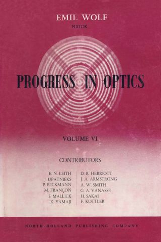 Cover image: Progress in Optics Volume 6 9780444533388