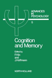 Imagen de portada: Cognition and Memory 9780444860415