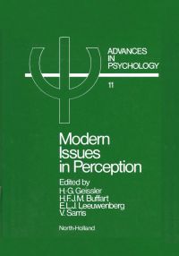 صورة الغلاف: Modern Issues in Perception 9780444866325