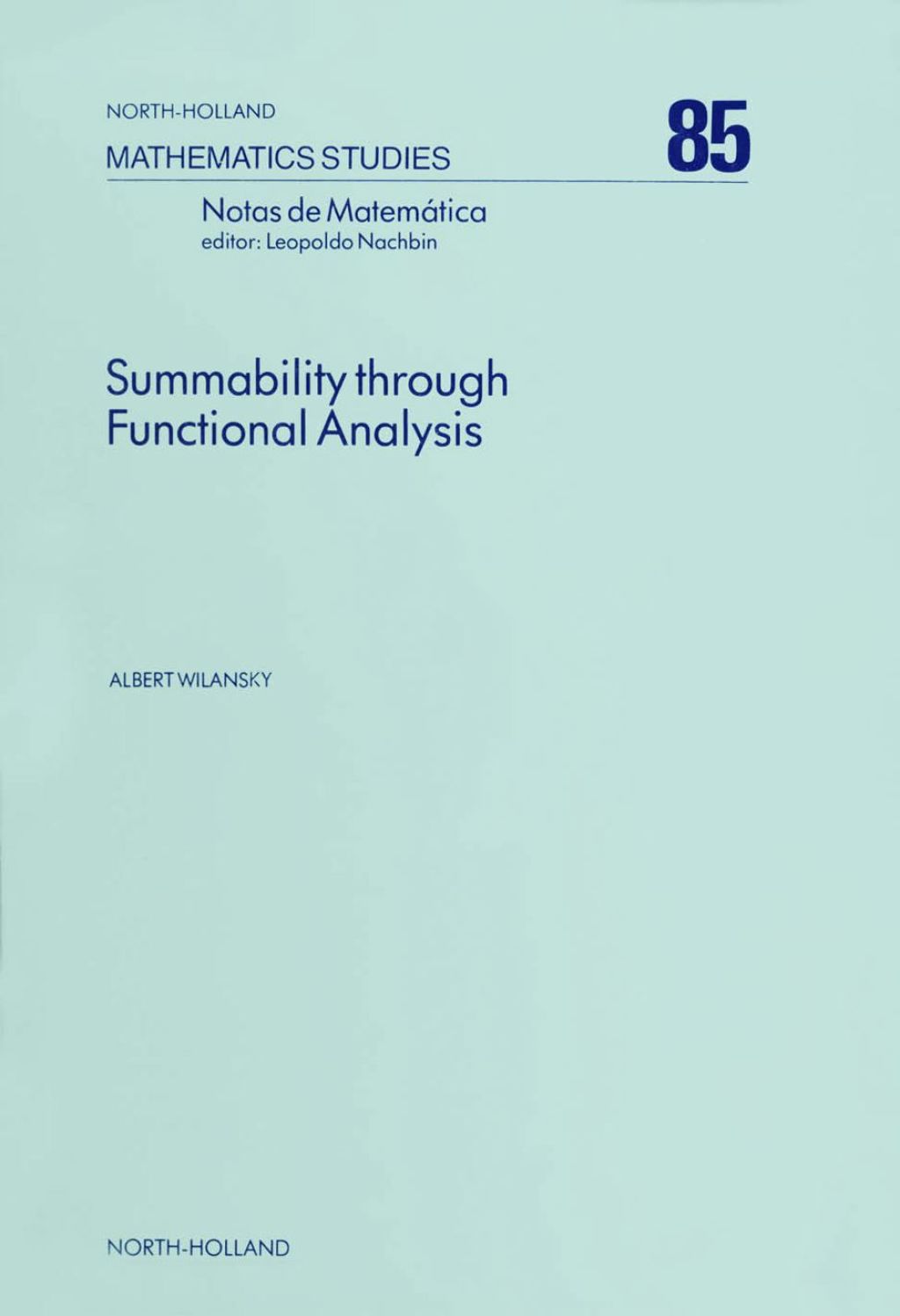 Summability Through Functional Analysis (eBook)
