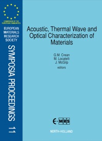 Imagen de portada: Acoustic, Thermal Wave and Optical Characterization of Materials 1st edition 9780444885524