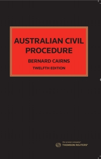 Cover image: Australian Civil Procedure 12th edition 9780455242002
