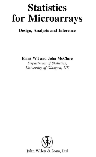 Cover image: Statistics for Microarrays 1st edition 9780470849934