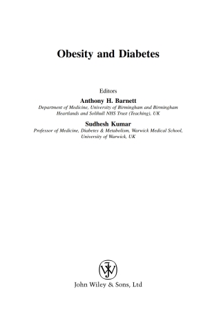 Imagen de portada: Obesity and Diabetes 1st edition 9780470848982