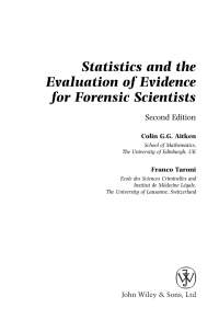 Cover image: Statistics and the Evaluation of Evidence for Forensic Scientists 2nd edition 9780470843673