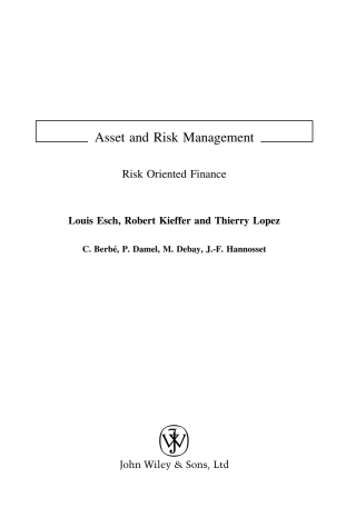 Cover image: Asset and Risk Management: Risk Oriented Finance 1st edition 9780471491446