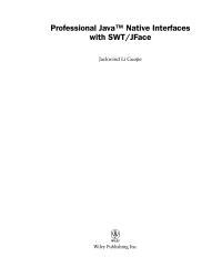 Cover image: Professional Java Native Interfaces with SWT / JFace 1st edition 9780470094594