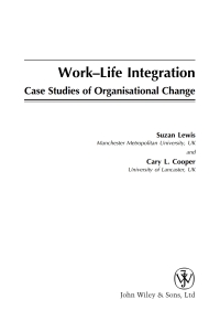 Imagen de portada: Work-Life Integration 1st edition 9780470853436