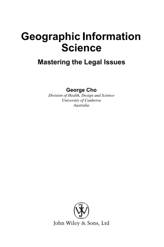 Cover image: Geographic Information Science 1st edition 9780470850107