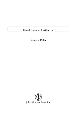 Cover image: Fixed Income Attribution 1st edition 9780470011751