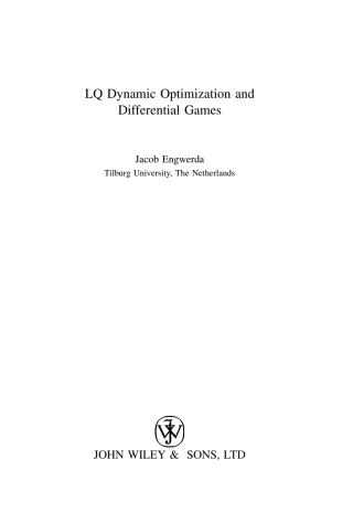 表紙画像: LQ Dynamic Optimization and Differential Games 1st edition 9780470015247