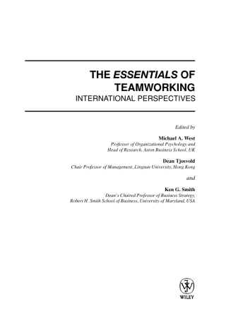 Imagen de portada: The Essentials of Teamworking: International Perspectives 1st edition 9780470015483