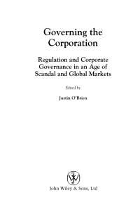 Cover image: Governing the Corporation 1st edition 9780470015063