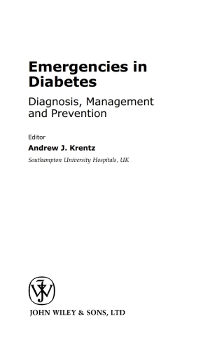 Immagine di copertina: Emergencies in Diabetes 1st edition 9780471498148