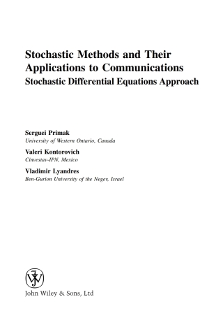 Cover image: Stochastic Methods and their Applications to Communications 1st edition 9780470847411