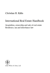 Cover image: International Real Estate Handbook 1st edition 9780470094563