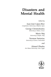 Cover image: Disasters and Mental Health 1st edition 9780470021231